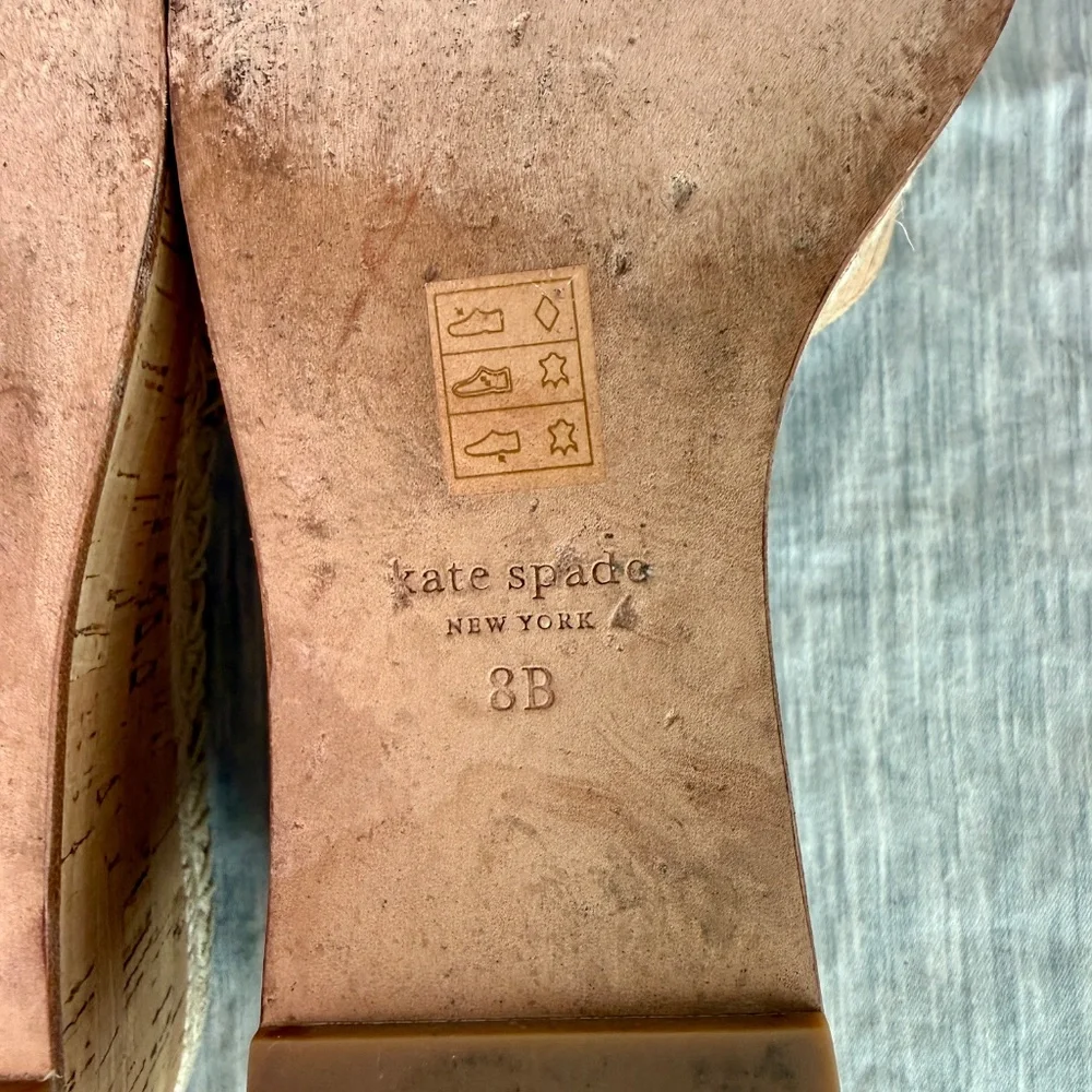 Kate Spade New York Cork Platform Wedge Slide Sandals Size 8B Espadrille Trim - Picture 6 of 7